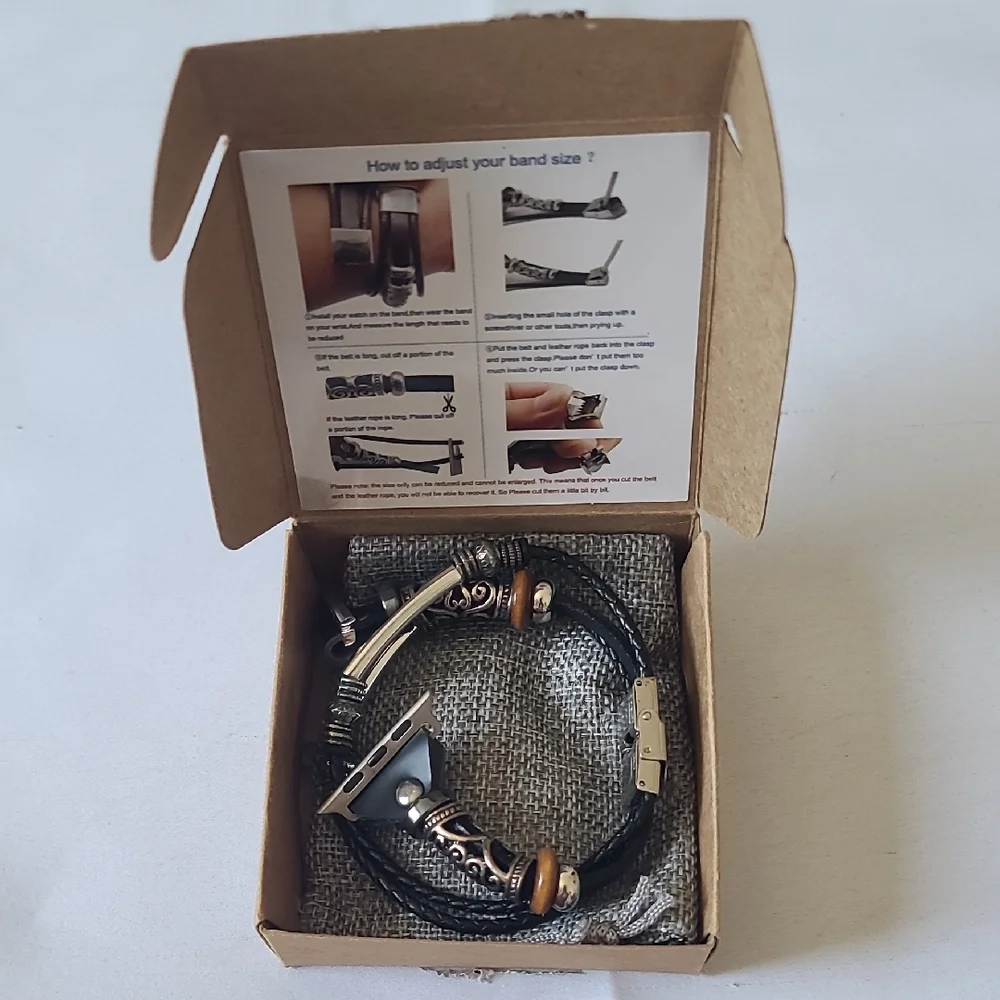 Elegant Brown Fitbit Band with Textured Leather Band and Silver Accents